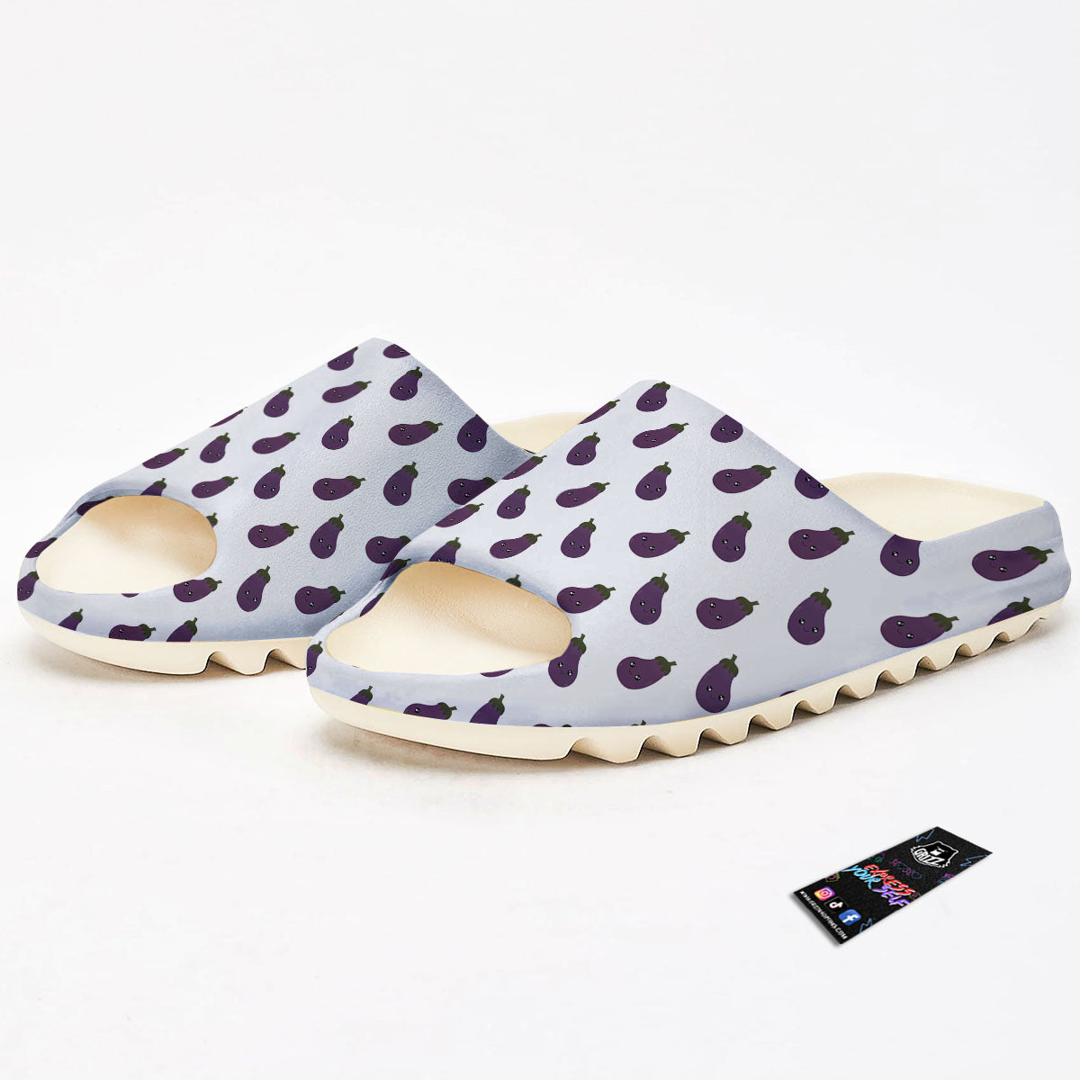 Eggplant Funny Print Pattern Sandals-grizzshop