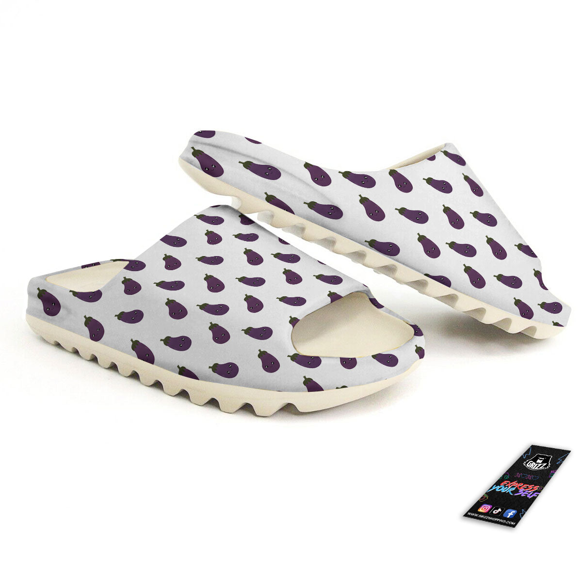 Eggplant Funny Print Pattern Sandals-grizzshop