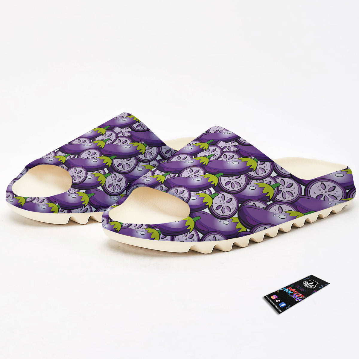 Eggplant Purple Print Pattern Sandals-grizzshop
