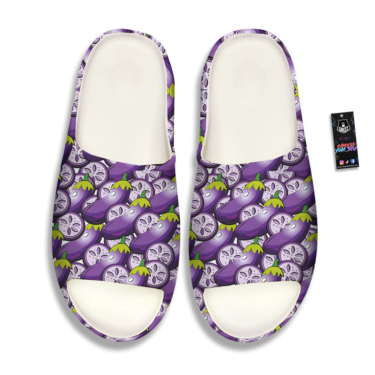 Eggplant Purple Print Pattern Sandals-grizzshop