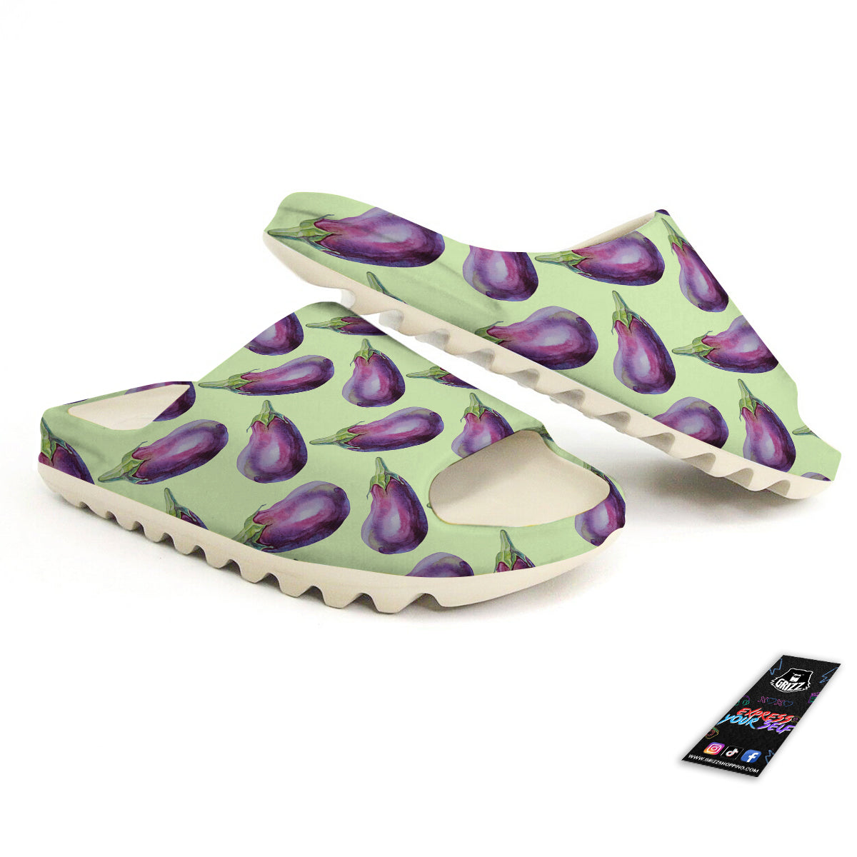 Eggplant Watercolor Pattern Sandals-grizzshop