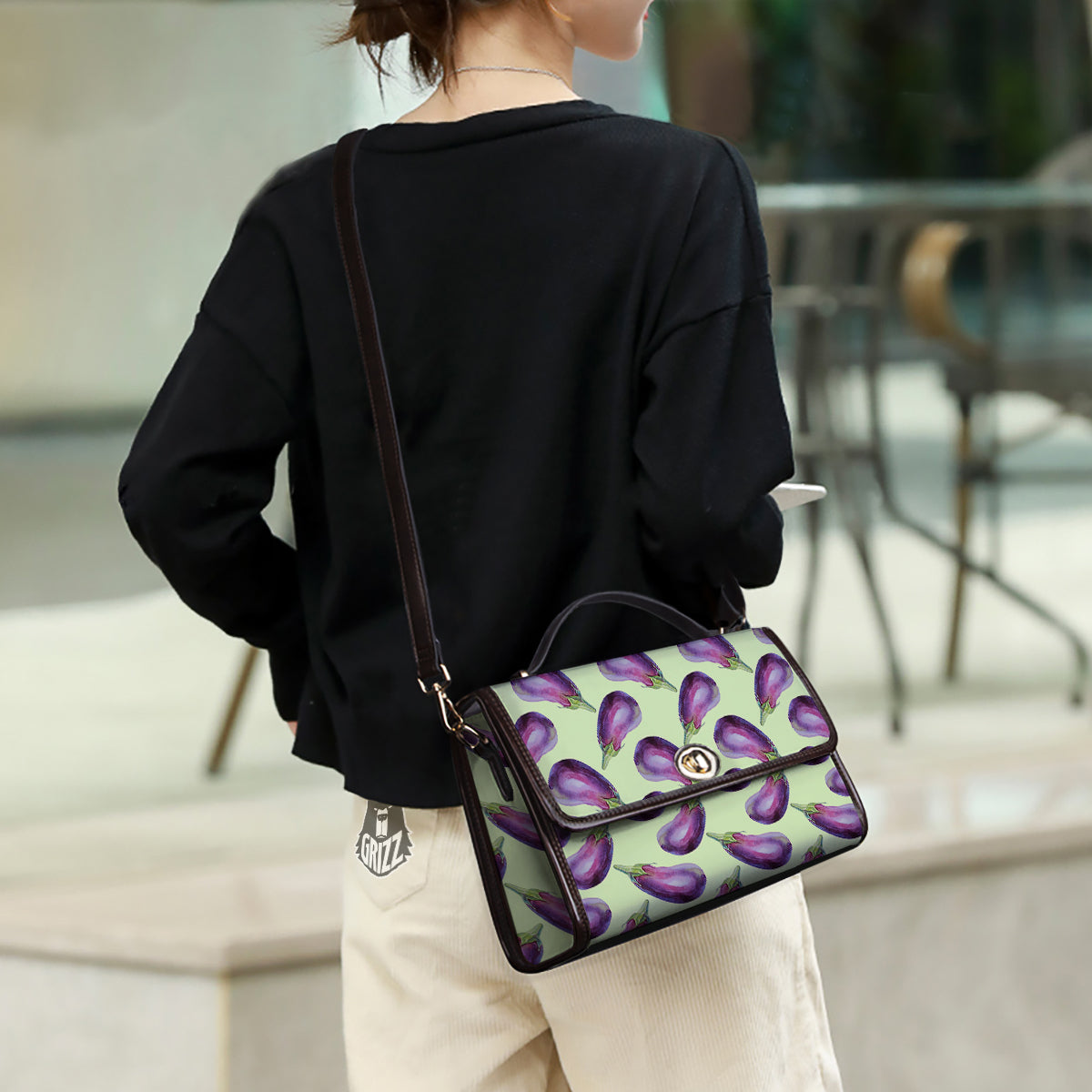 Eggplant Watercolor Pattern Women's Satchel Bag
