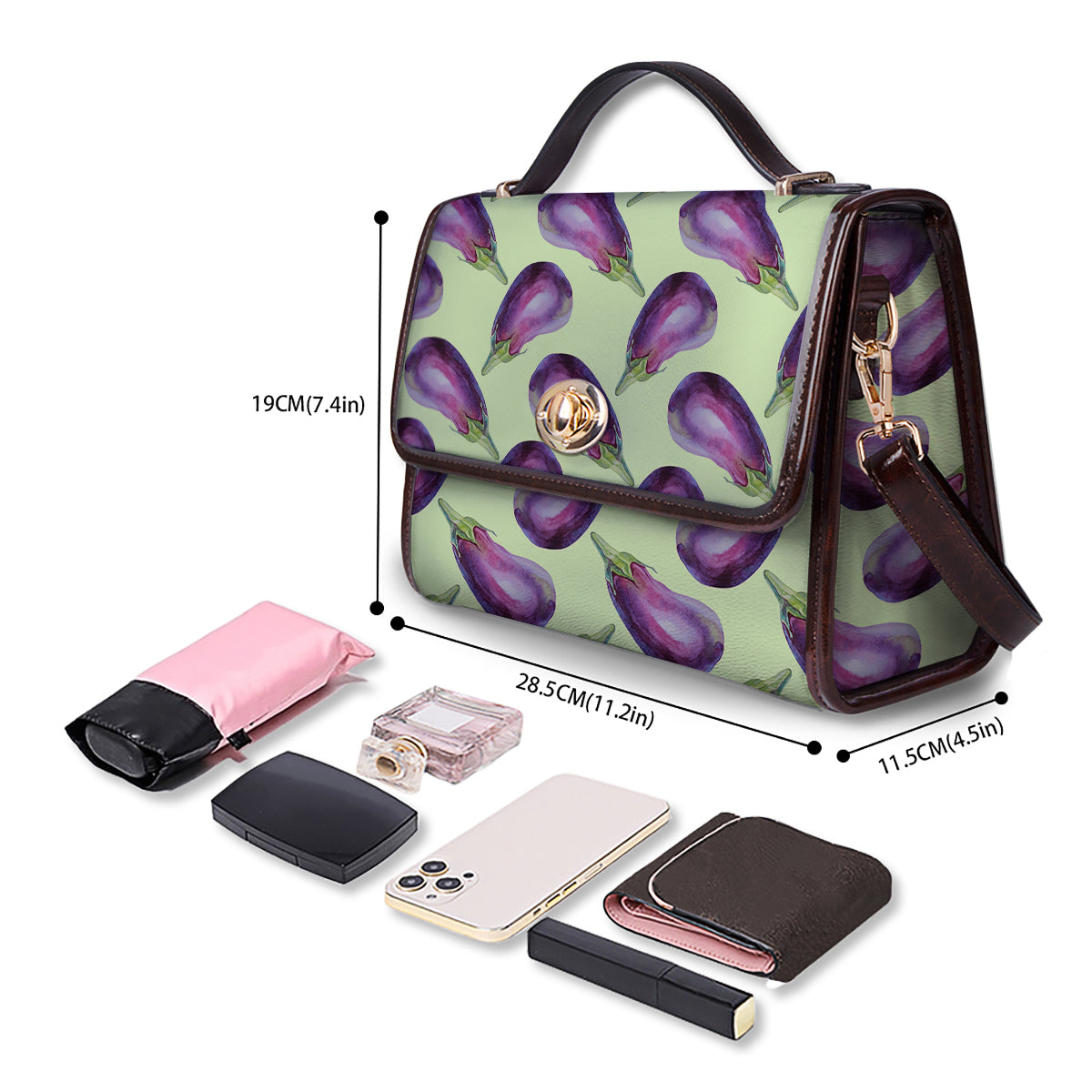 Eggplant Watercolor Pattern Women's Satchel Bag