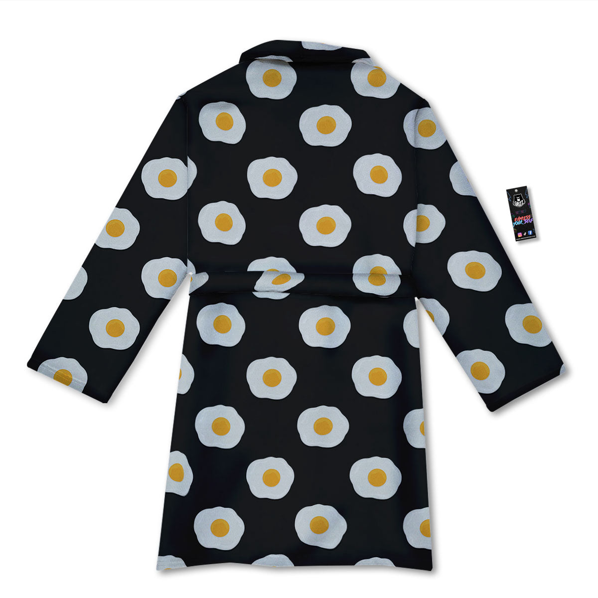 Eggs Black Fried Print Pattern Bathrobe-grizzshop