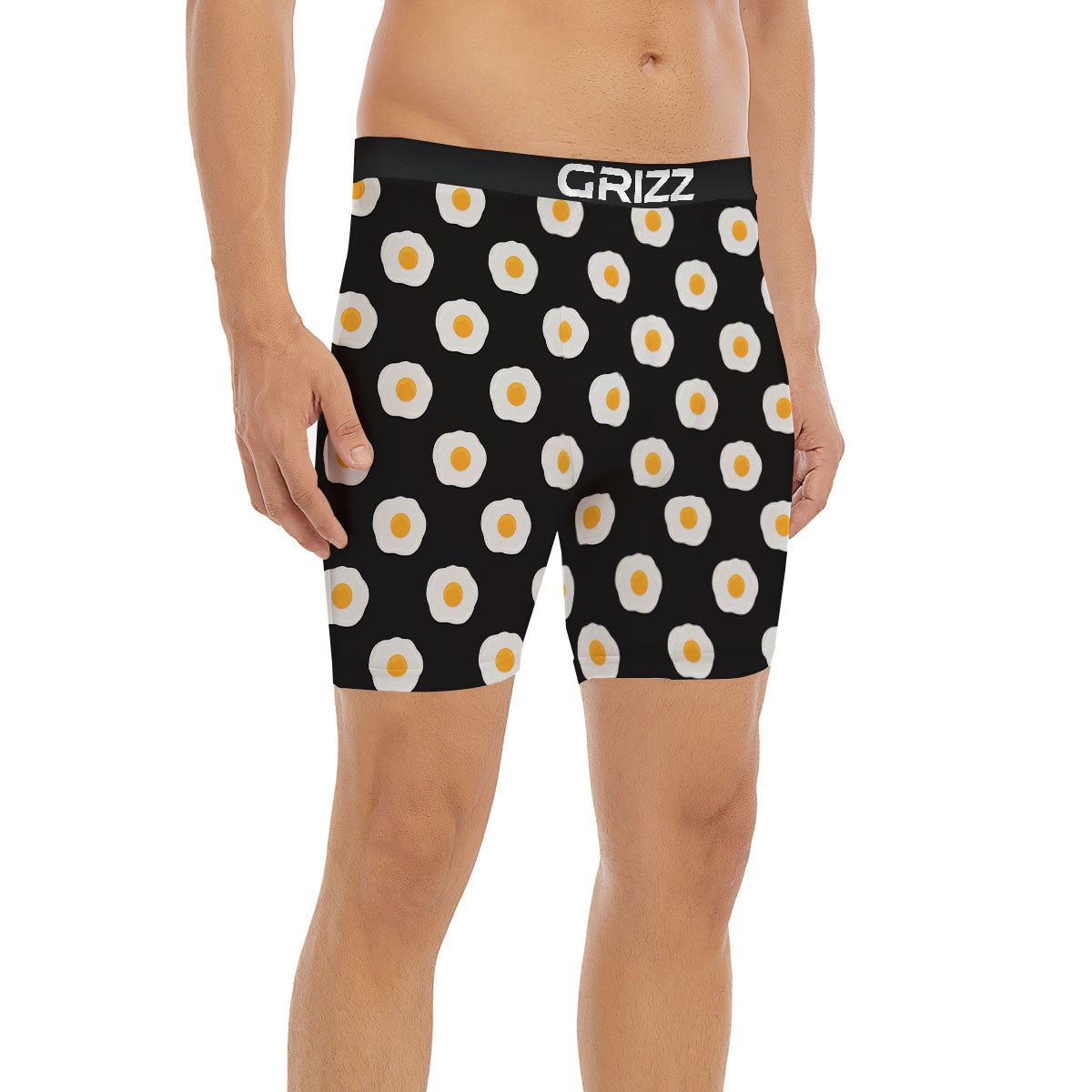 Eggs Black Fried Print Pattern Boxer Briefs-grizzshop