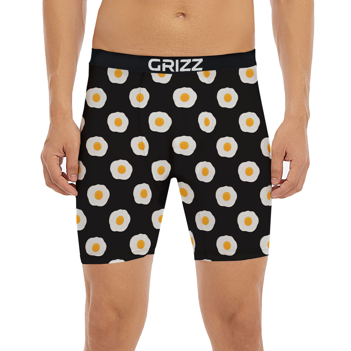 Eggs Black Fried Print Pattern Boxer Briefs-grizzshop