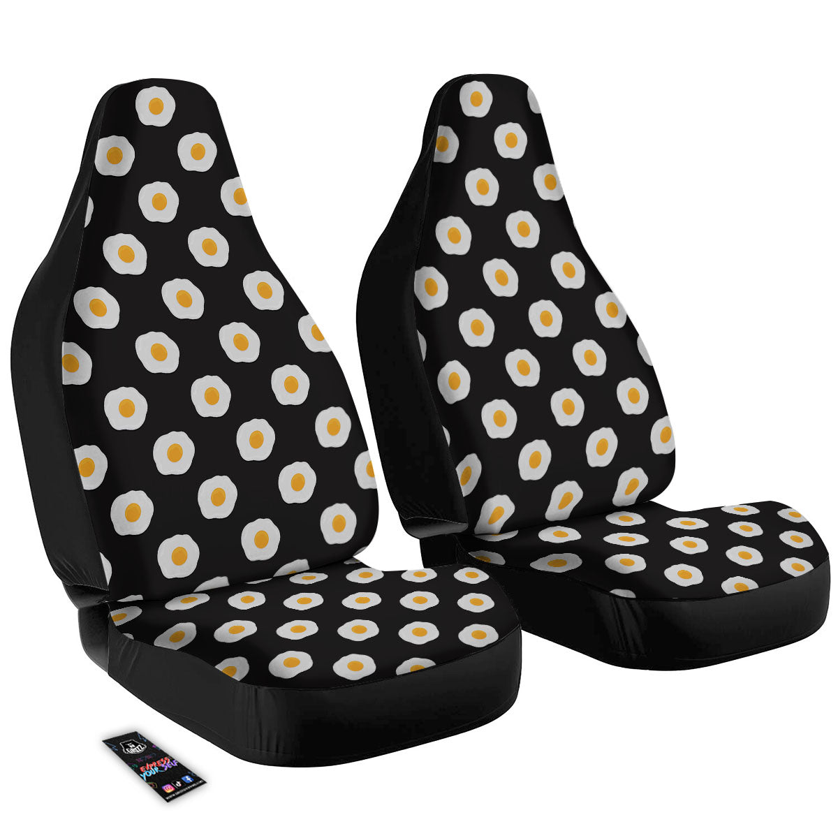 Eggs Black Fried Print Pattern Car Seat Covers-grizzshop