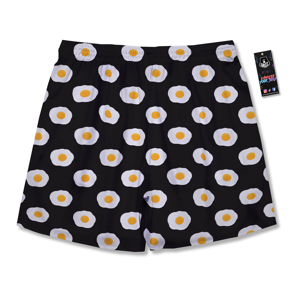 Eggs Black Fried Print Pattern Men's Running Shorts-grizzshop