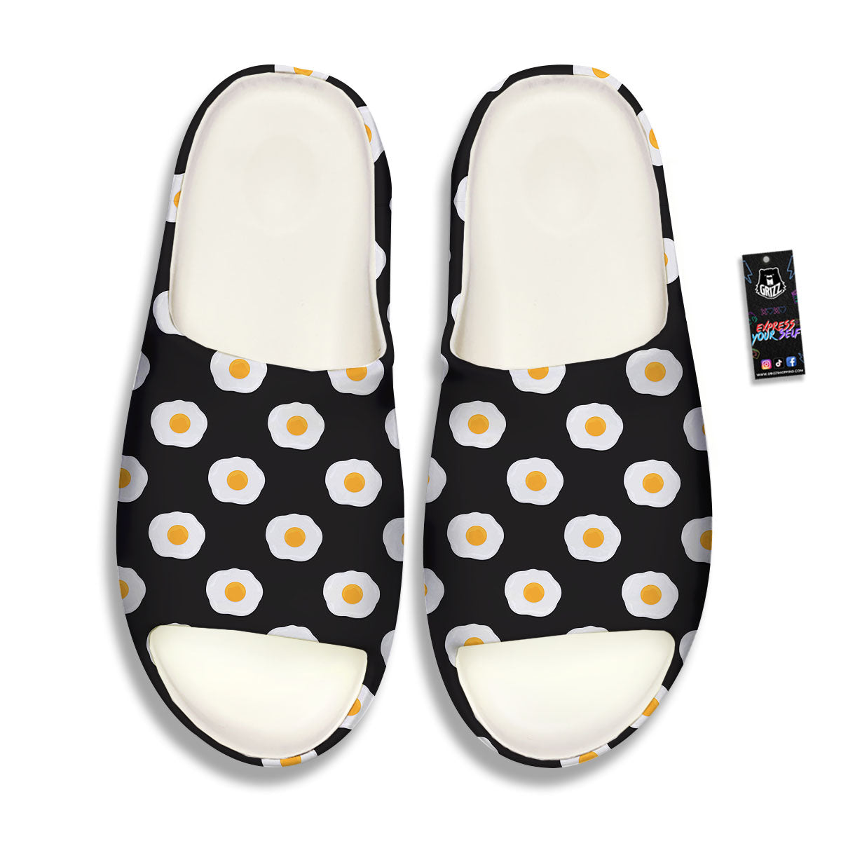 Eggs Black Fried Print Pattern Sandals-grizzshop