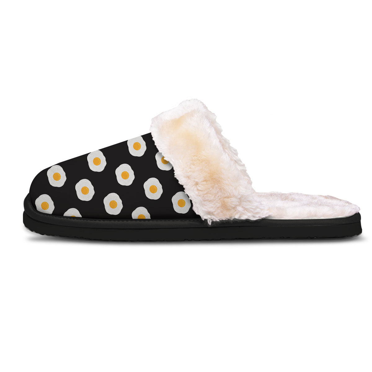 Eggs Black Fried Print Pattern Slippers-grizzshop