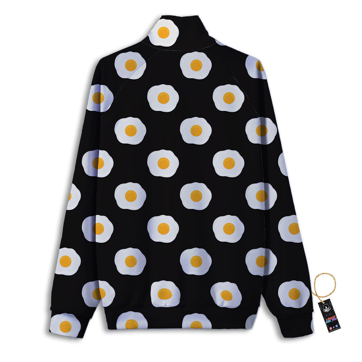 Eggs Black Fried Print Pattern Track Jacket-grizzshop
