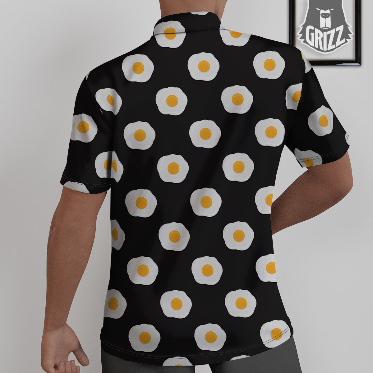 Eggs Black Fried Print Pattern Untucked Shirts-grizzshop