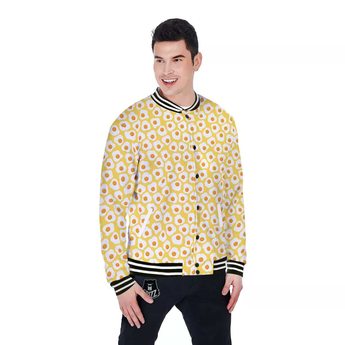 Eggs Print Pattern Baseball Jacket-grizzshop