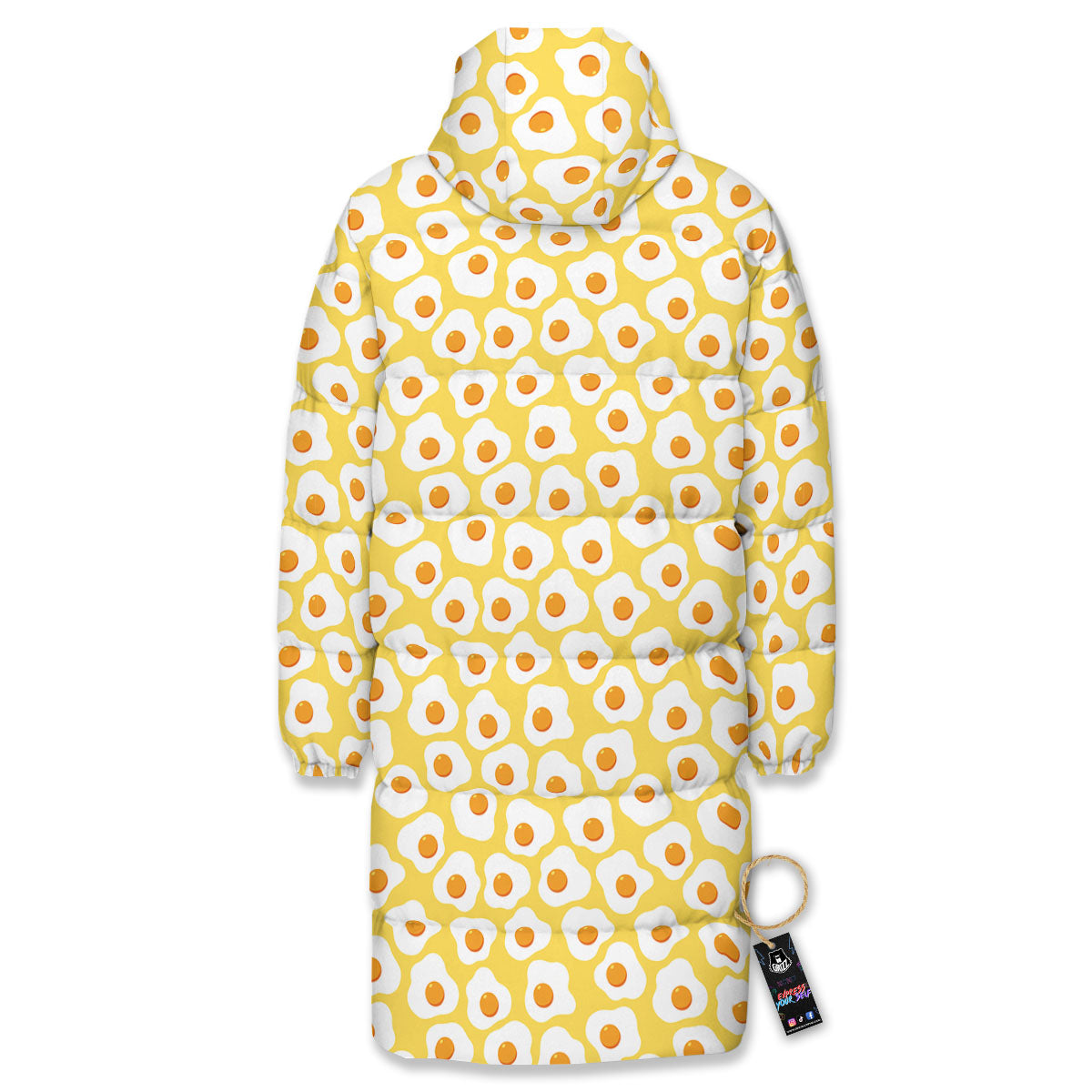 Eggs Print Pattern Long Down Jacket-grizzshop