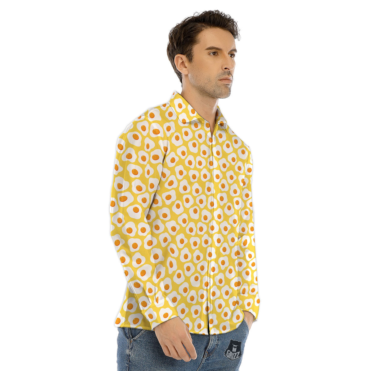 Eggs Print Pattern Men's Dress Shirts-grizzshop