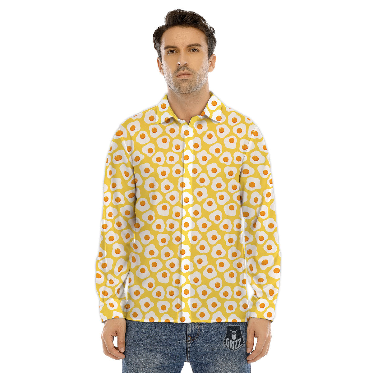 Eggs Print Pattern Men's Dress Shirts-grizzshop