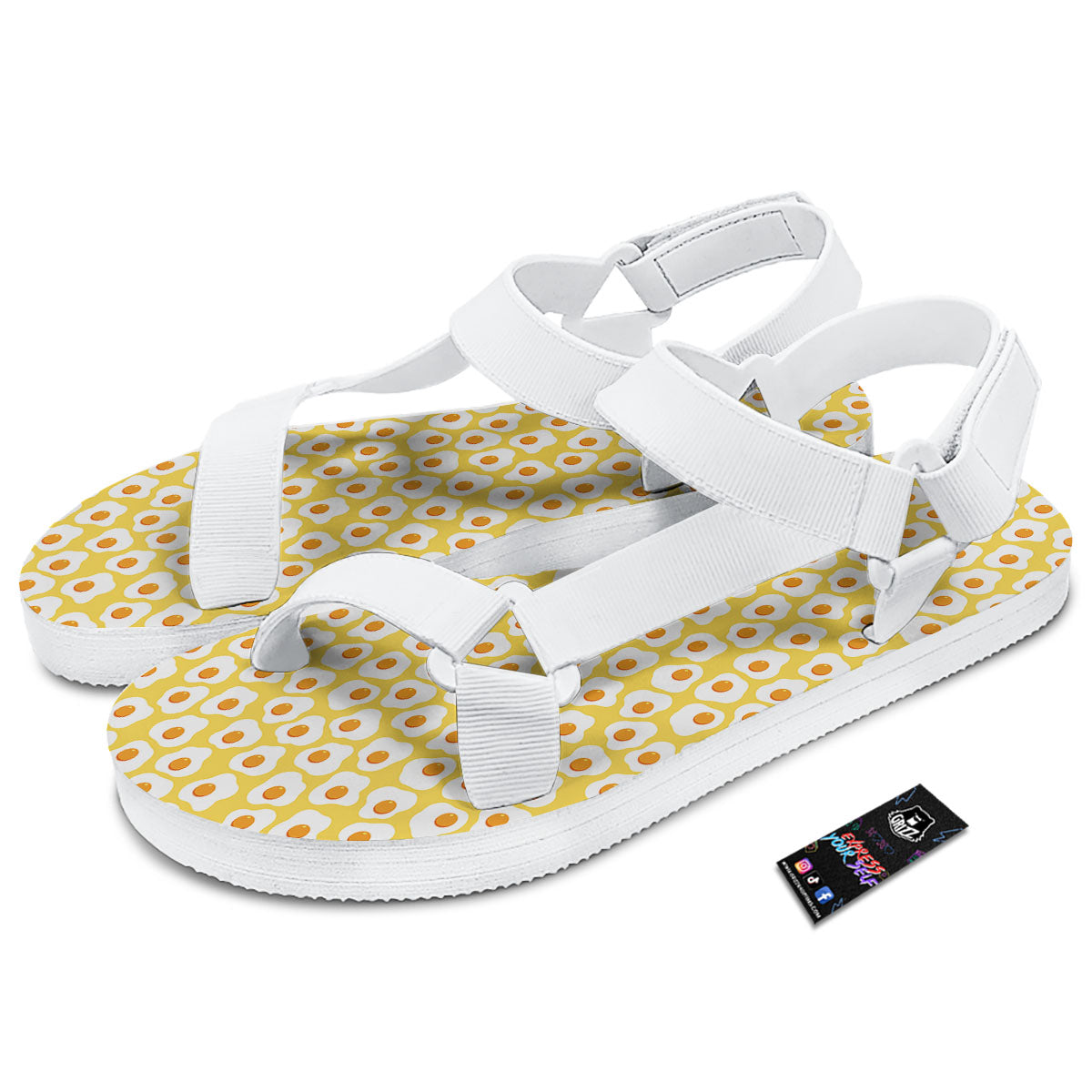 Eggs Print Pattern White Open Toe Sandals-grizzshop