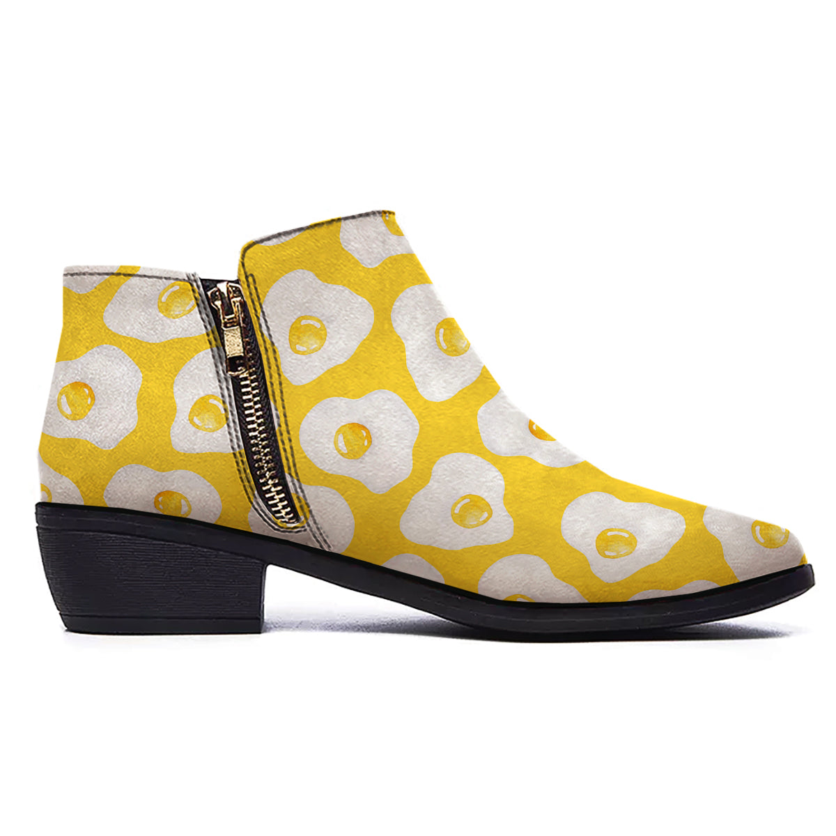 Eggs Yellow Print Pattern Ankle Boots-grizzshop