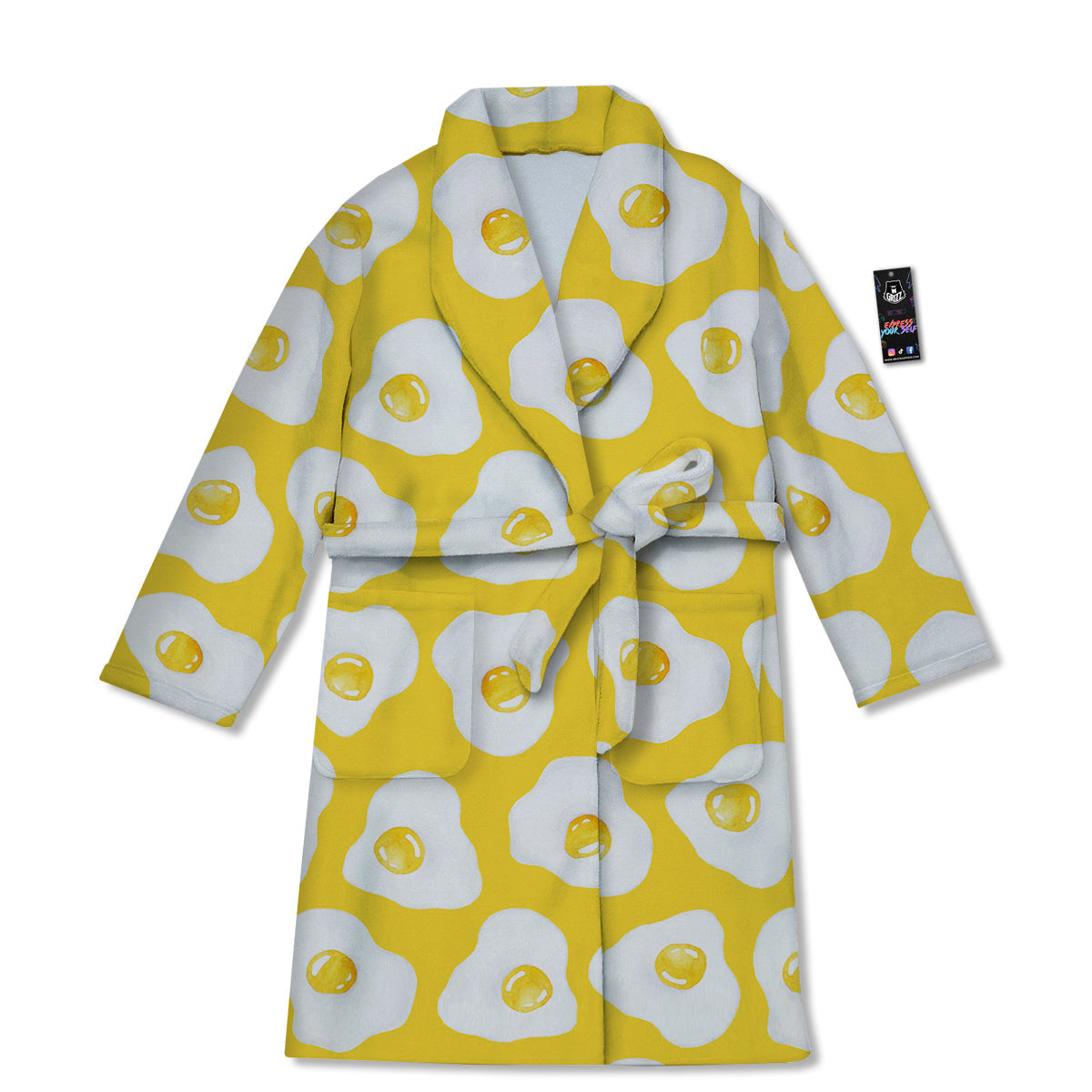 Eggs Yellow Print Pattern Bathrobe-grizzshop