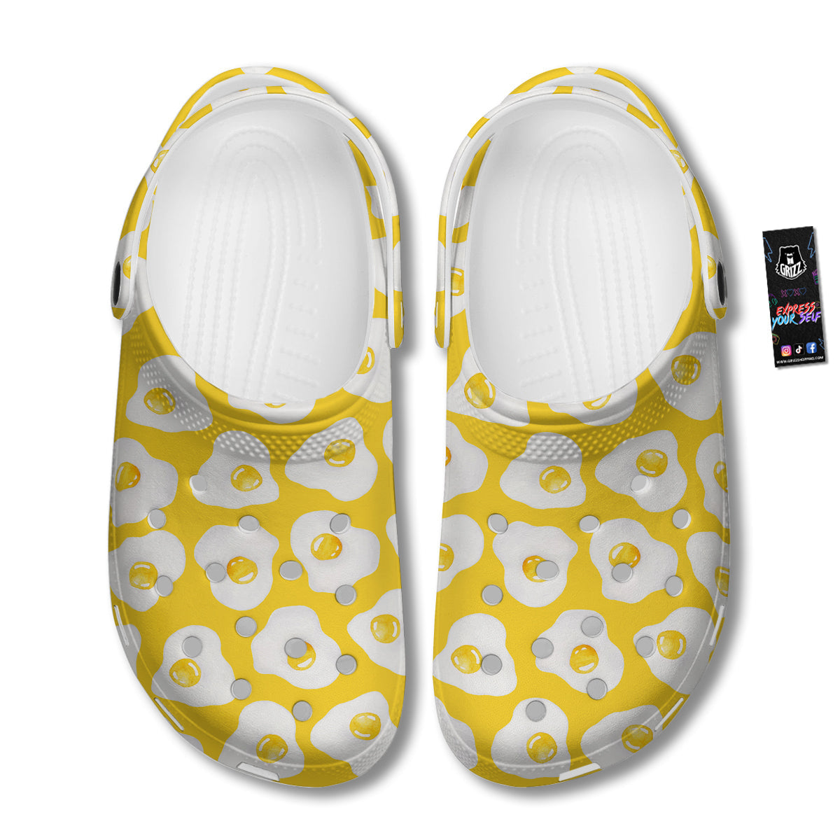 Eggs Yellow Print Pattern Clog-grizzshop