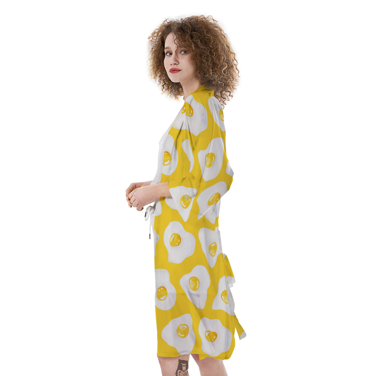 Eggs Yellow Print Pattern Kimono-grizzshop