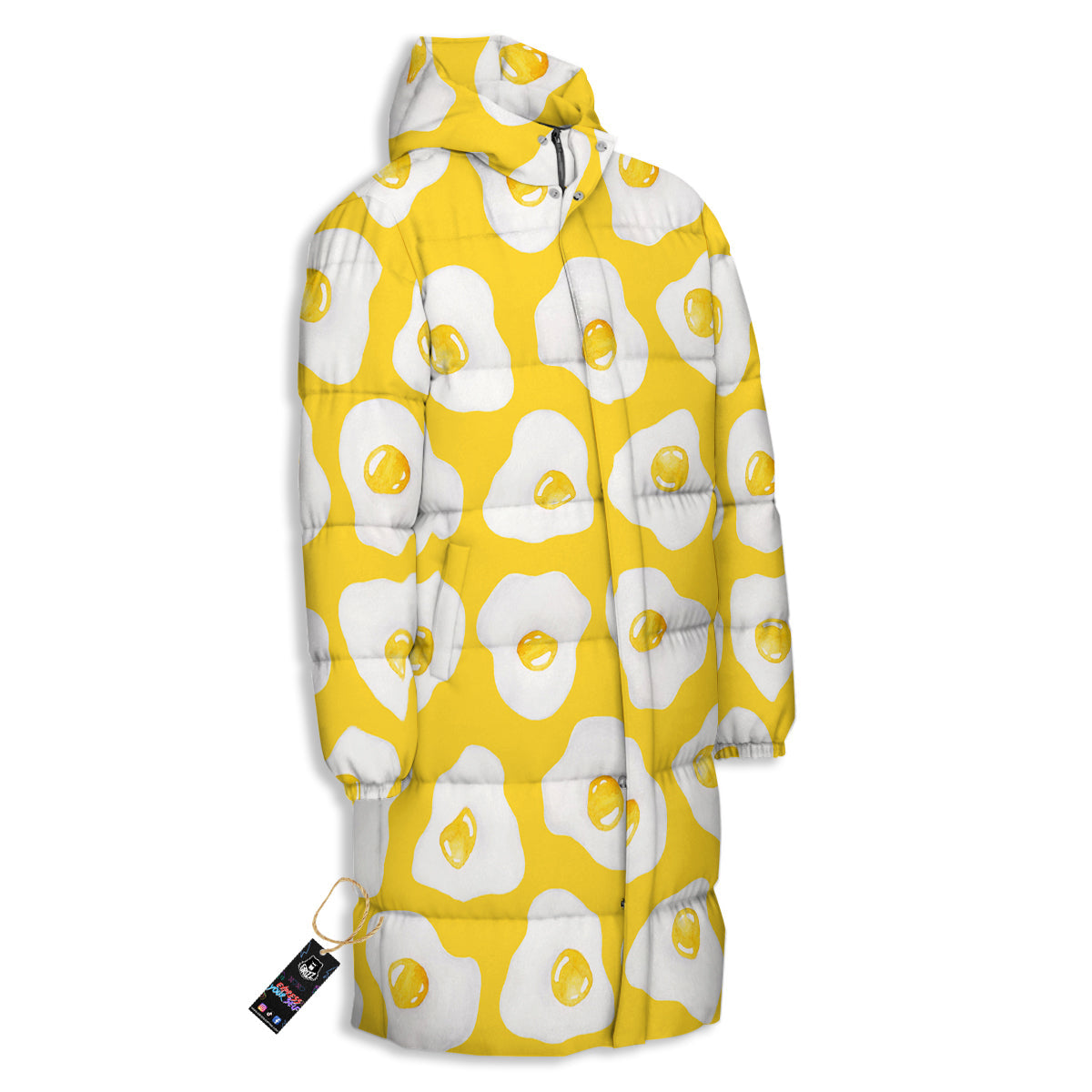 Eggs Yellow Print Pattern Long Down Jacket-grizzshop