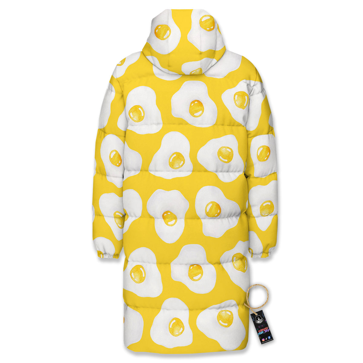 Eggs Yellow Print Pattern Long Down Jacket-grizzshop