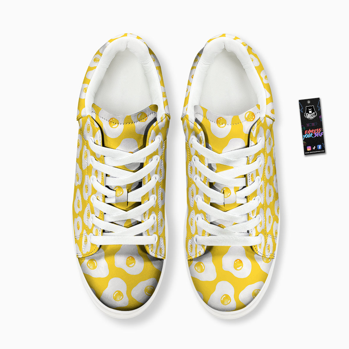 Eggs Yellow Print Pattern Platform Shoes-grizzshop