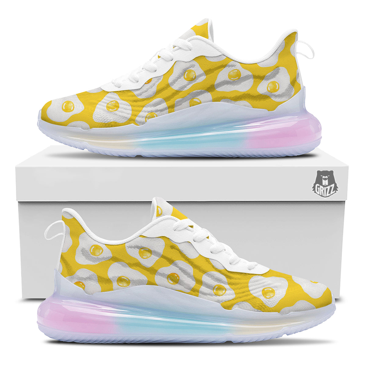 Eggs Yellow Print Pattern Running Sneakers-grizzshop
