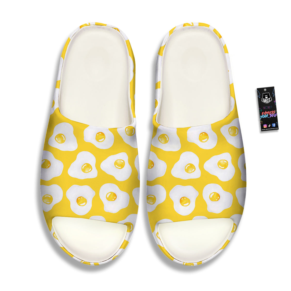Eggs Yellow Print Pattern Sandals-grizzshop