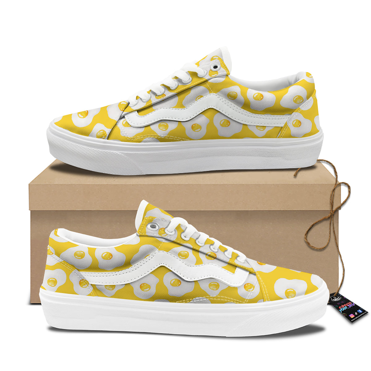 Eggs Yellow Print Pattern Skate Shoes-grizzshop
