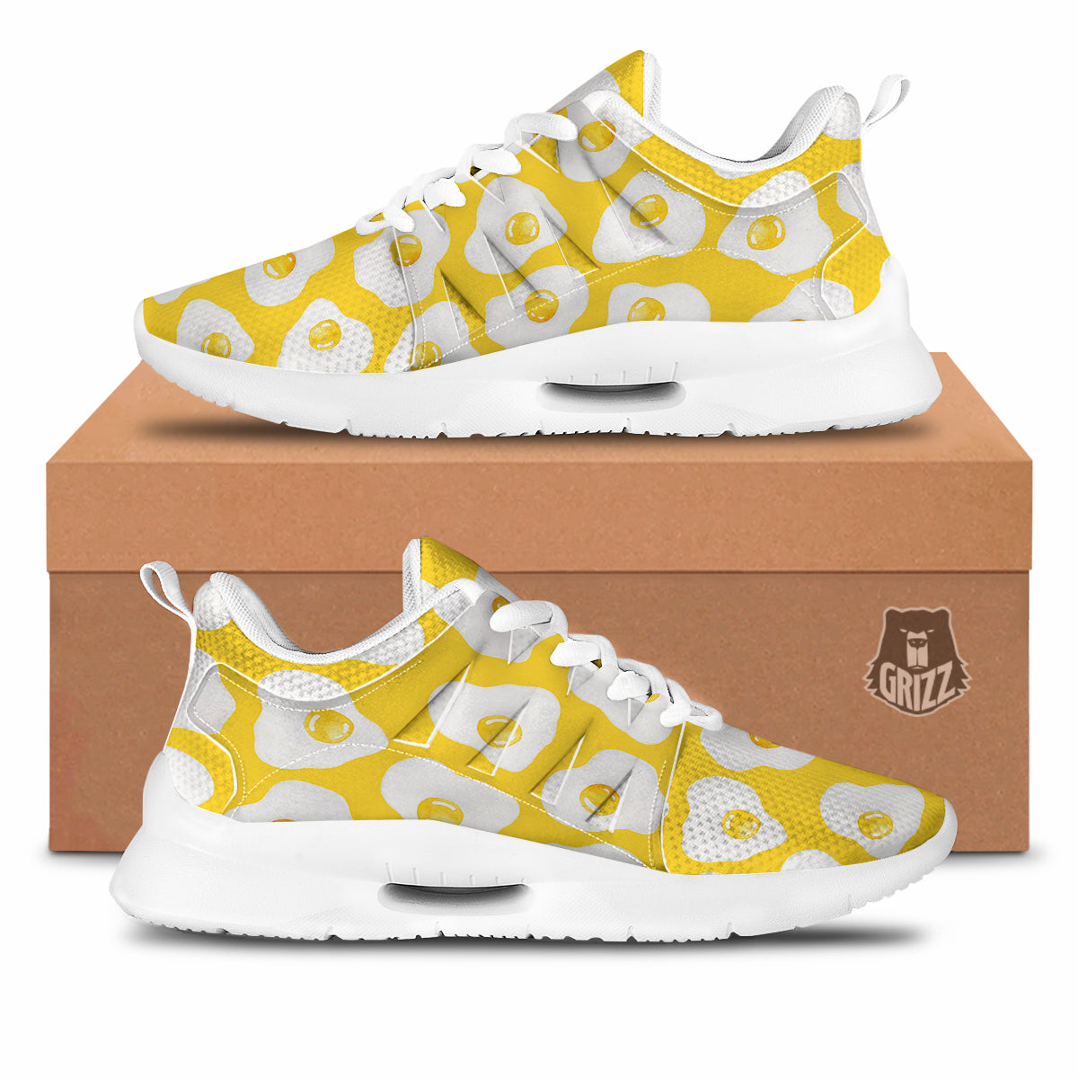 Eggs Yellow Print Pattern Tennis Shoes-grizzshop