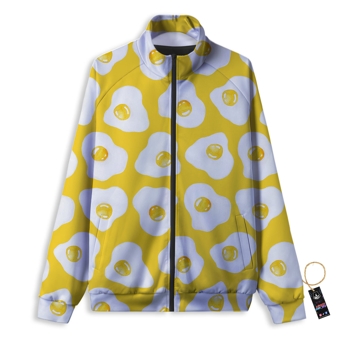 Eggs Yellow Print Pattern Track Jacket-grizzshop