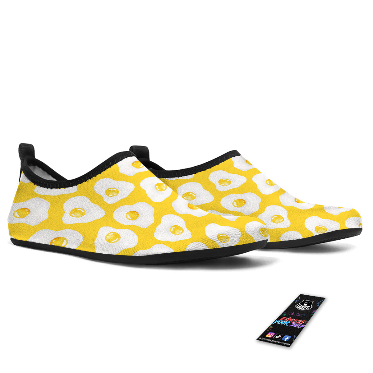 Eggs Yellow Print Pattern Water Shoes-grizzshop