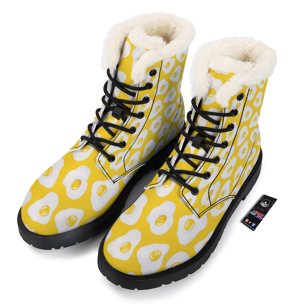 Eggs Yellow Print Pattern Winter Boots-grizzshop