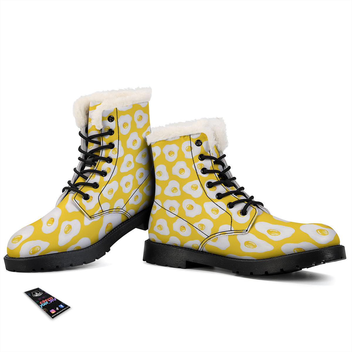 Eggs Yellow Print Pattern Winter Boots-grizzshop
