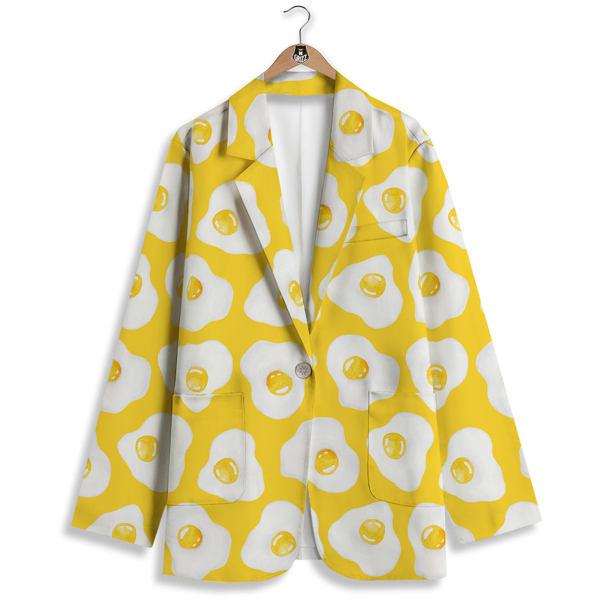 Eggs Yellow Print Pattern Women's Blazer-grizzshop