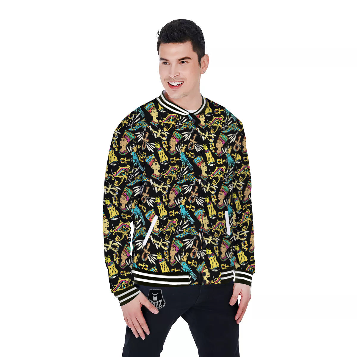 Egypt Ancient Print Pattern Baseball Jacket-grizzshop