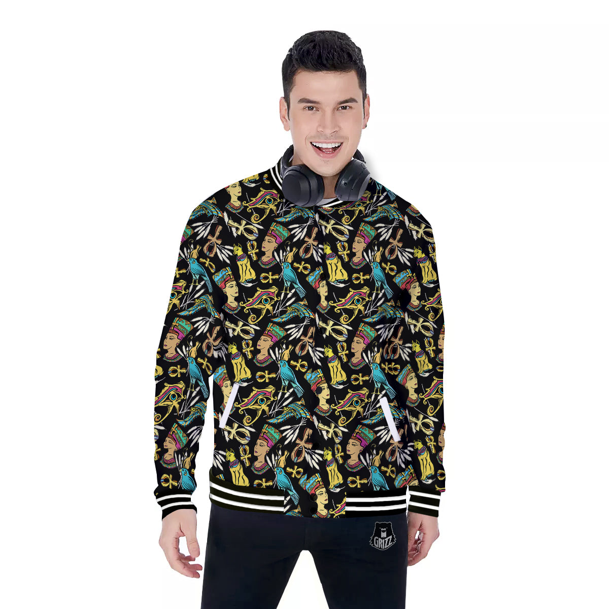 Egypt Ancient Print Pattern Baseball Jacket-grizzshop
