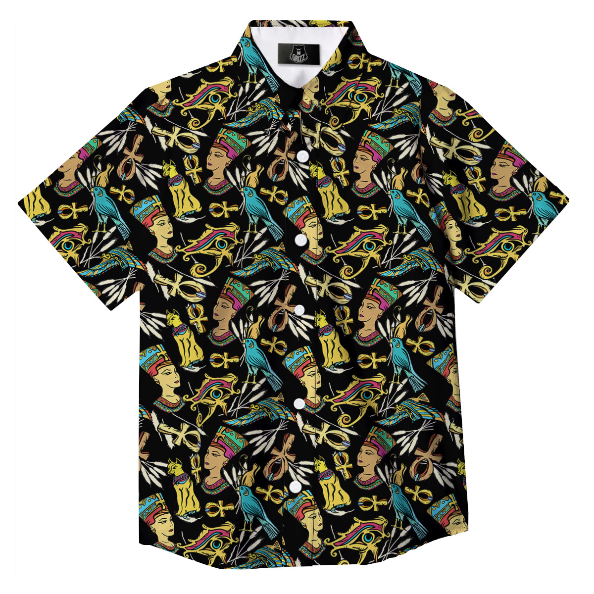 Egypt Ancient Print Pattern Button Up Shirt-grizzshop