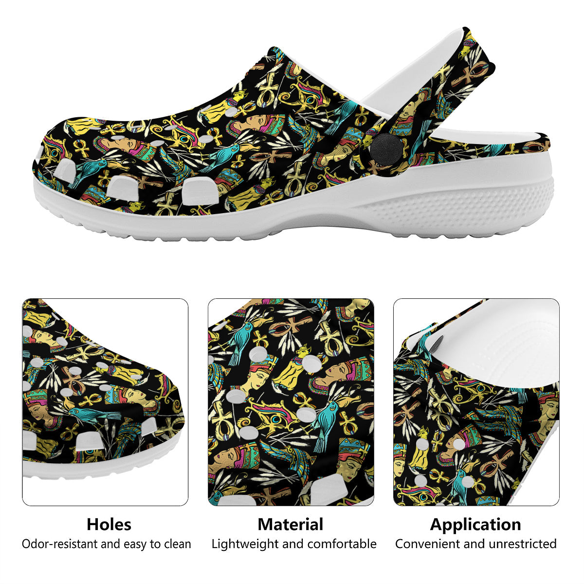 Egypt Ancient Print Pattern Clog-grizzshop