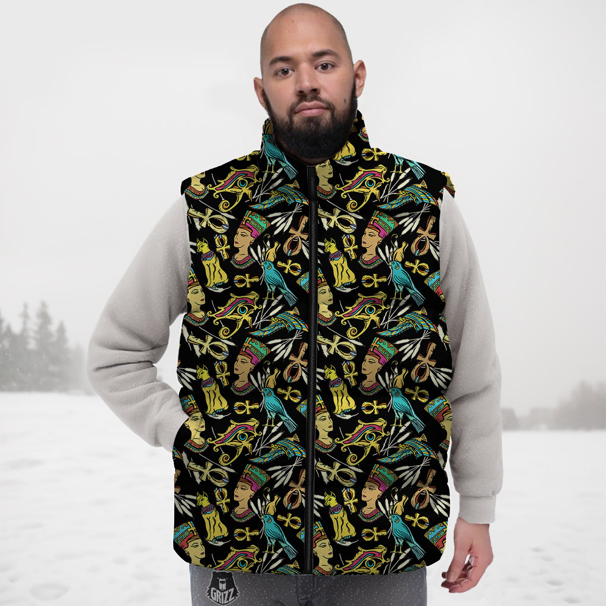 Egypt Ancient Print Pattern Down Vest