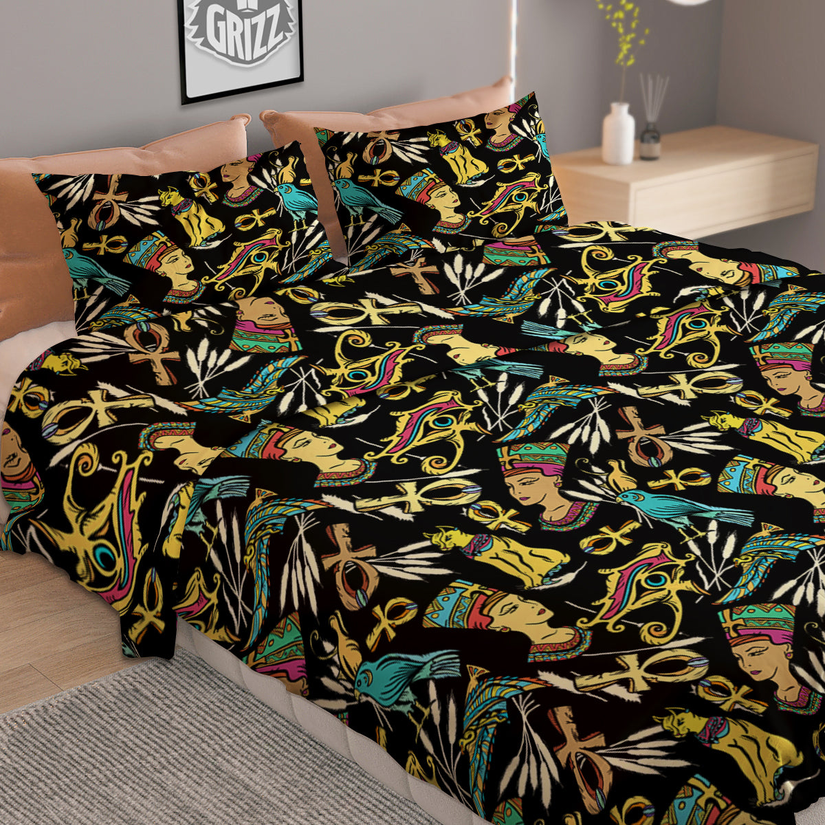 Egypt Ancient Print Pattern Duvet Cover Bedding Set