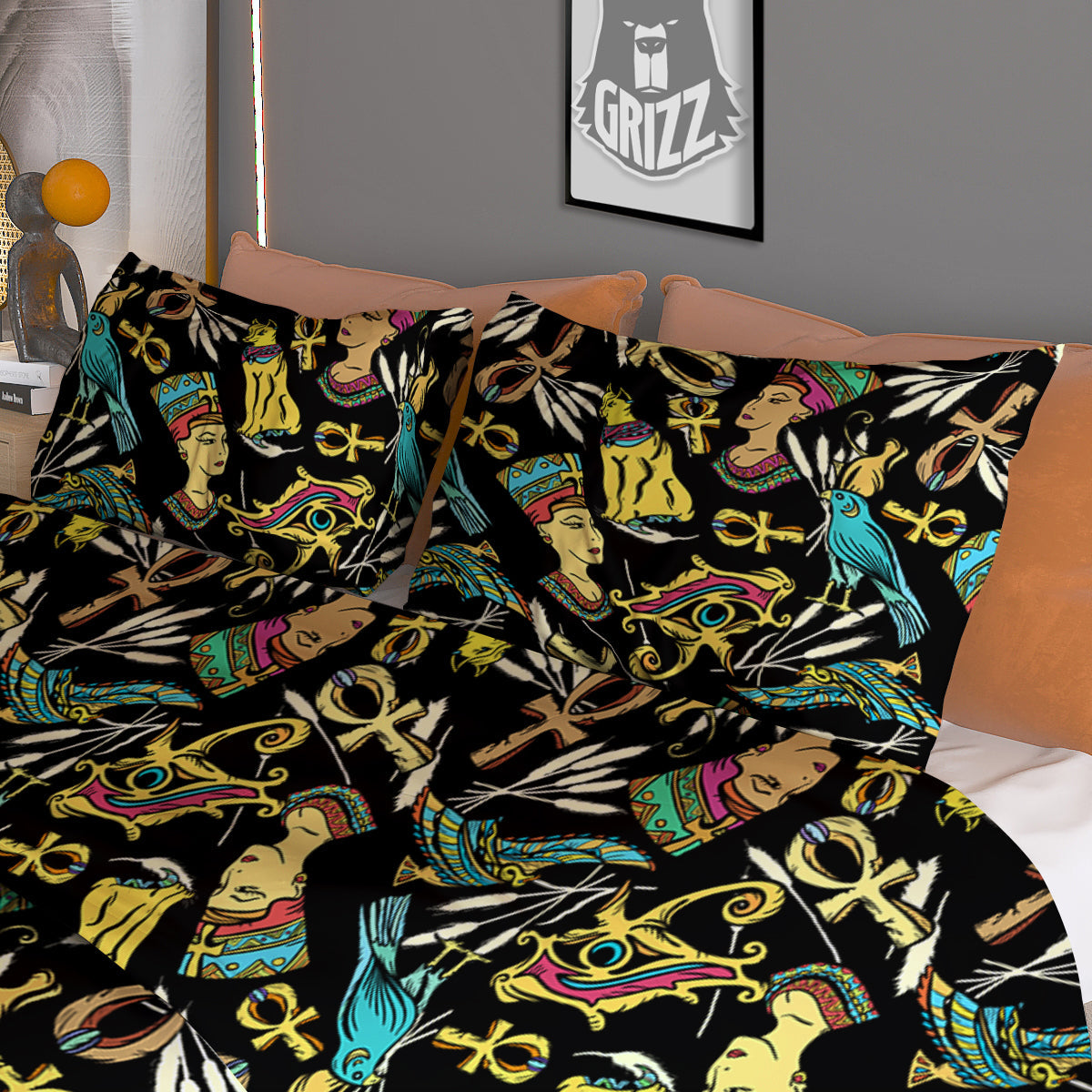 Egypt Ancient Print Pattern Duvet Cover Bedding Set