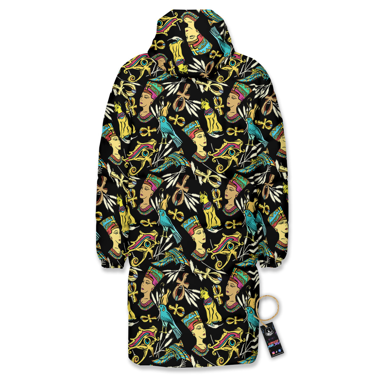 Egypt Ancient Print Pattern Long Down Jacket-grizzshop