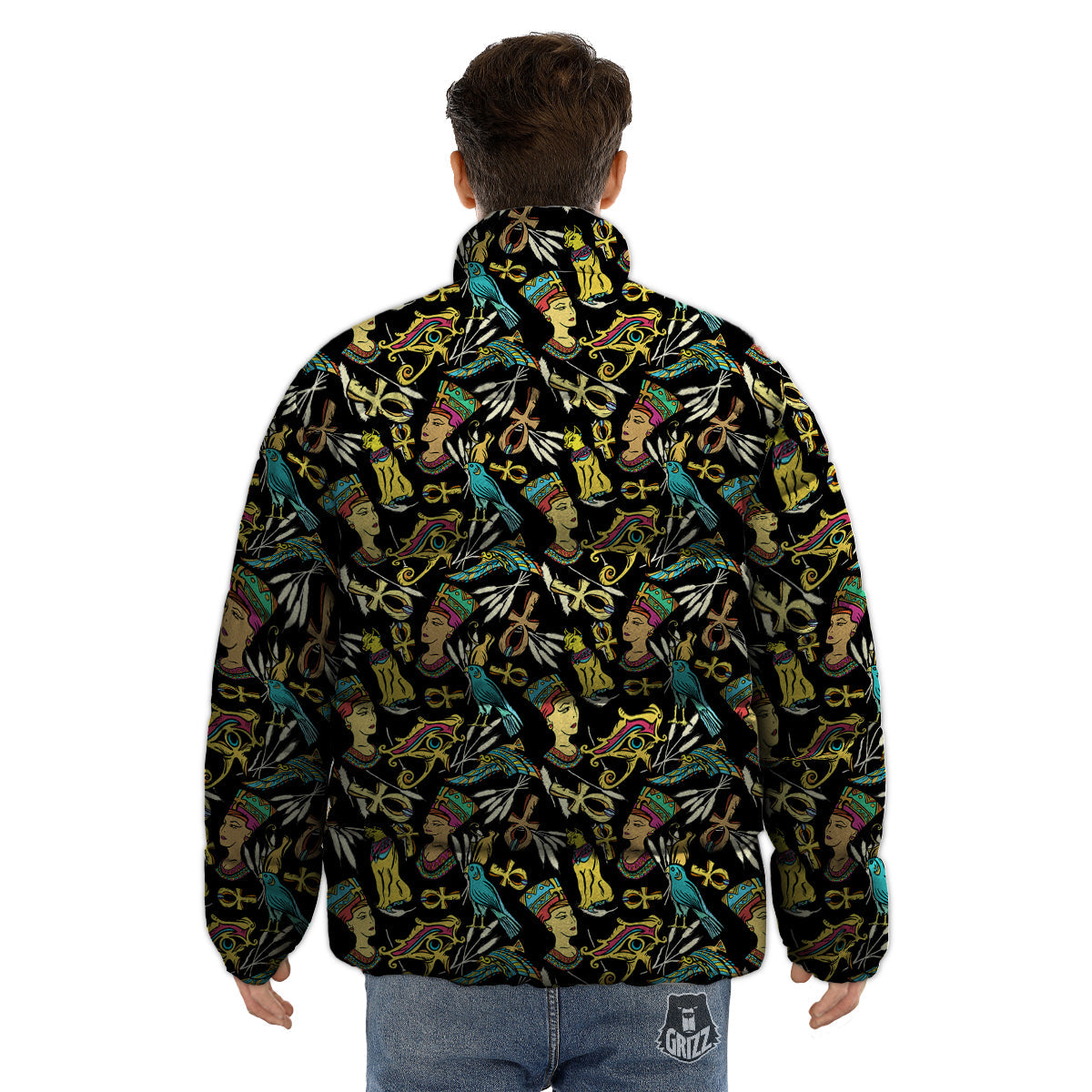Egypt Ancient Print Pattern Puffer Jacket-grizzshop
