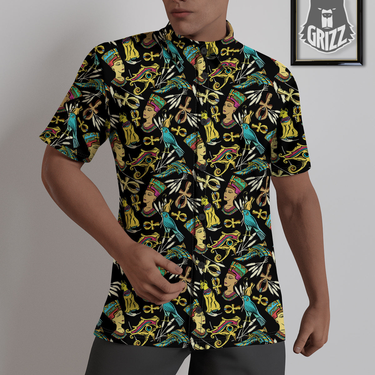 Egypt Ancient Print Pattern Untucked Shirts-grizzshop