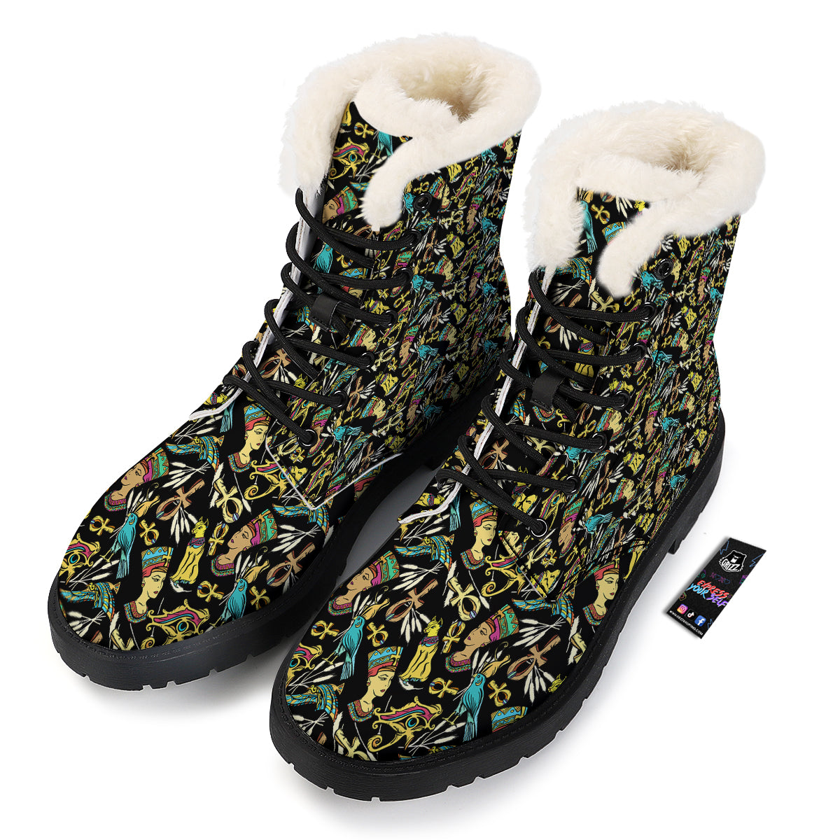 Egypt Ancient Print Pattern Winter Boots-grizzshop