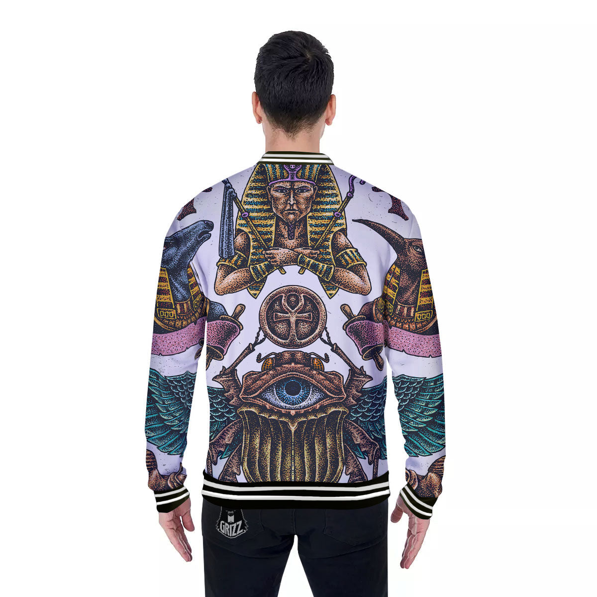 Egypt Hand Drawn Print Baseball Jacket-grizzshop