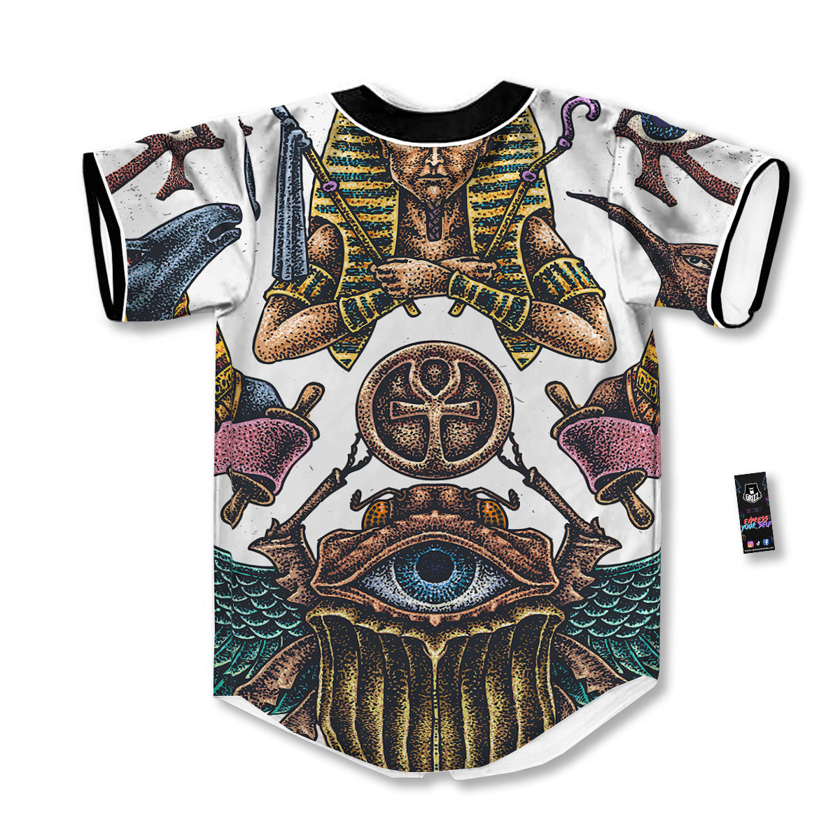 Egypt Hand Drawn Print Baseball Jersey-grizzshop